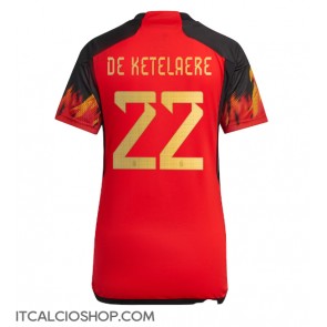 Belgio Charles De Ketelaere #22 Prima Maglia Femmina Mondiali 2022 Manica Corta